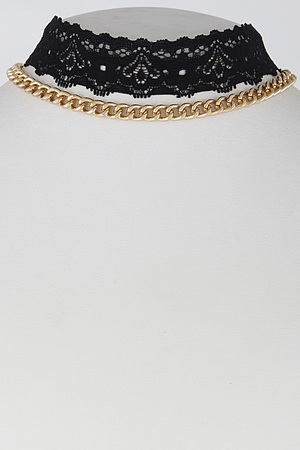 Lacy Thick Choker With Chain 6FCH10
